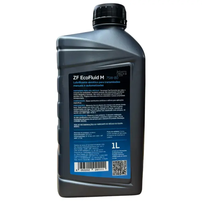OLEO DE CAMBIO ZF 75W80 API GL4 SINTETICO 1L ORIGINAL ZF - ZF - na