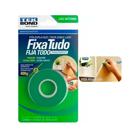 FITA DUPLA FACE USO INTERNO 12MM X 2M FIXATUDO 400g TEKBOND 21121012202