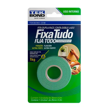 FITA DUPLA FACE USO INTERNO 25MM X 2M FIXATUDO 1KG TEKBOND 21121025202