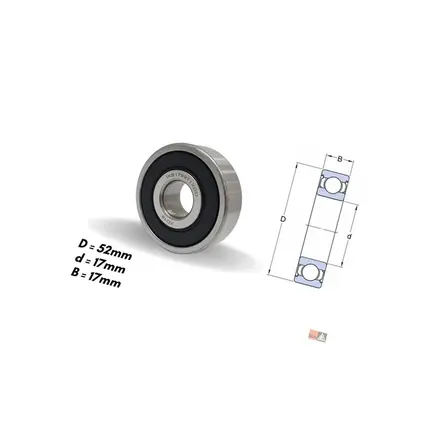 Rolamento Esferas Alternador Traseiro 17X52X17MM Ikro 2TB903221B